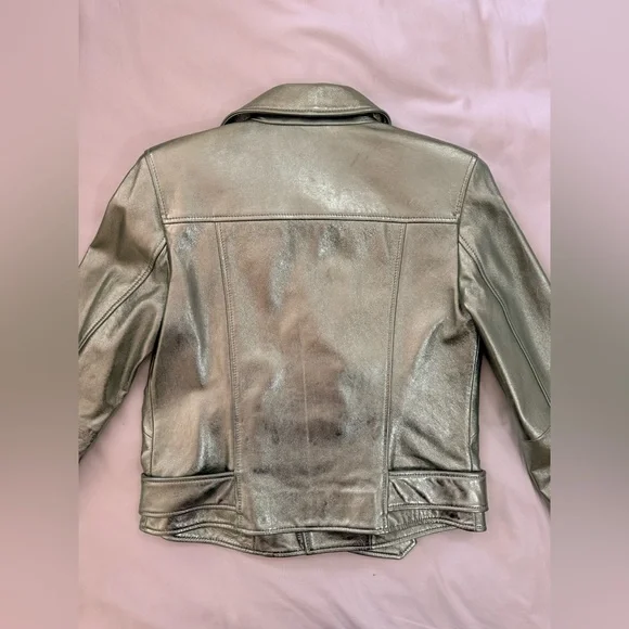 Walter Baker Allison Metallic Leather Moto Jacket -Lambskin - Size S NEW - Picture 13 of 17